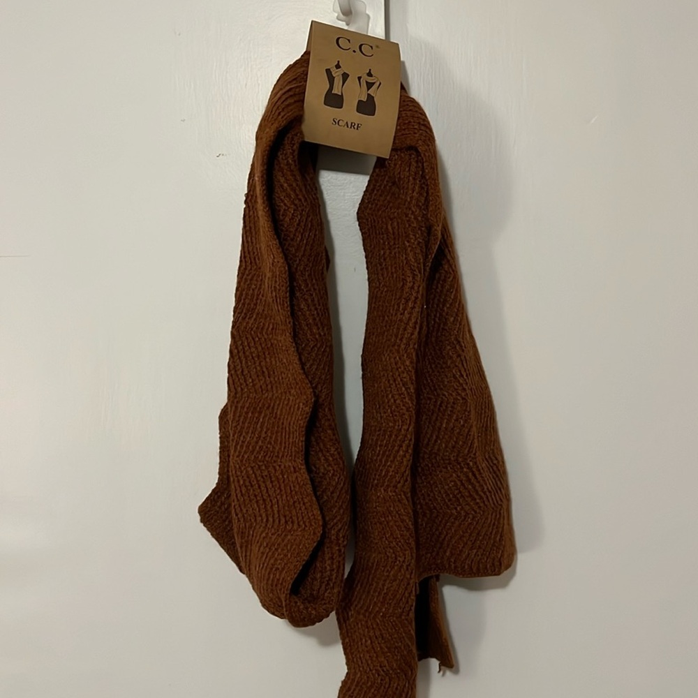 New C.C Burnt Orange Chunky Knit Scarf